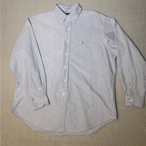Ralph Lauren Yarmouth Button Down Up Shirt Men 16.5 35 Oxford Blue 100% Cotton